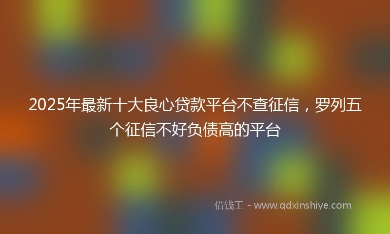2025年最新十大良心贷款平台不查征信，罗列五个征信不好负债高的平台
