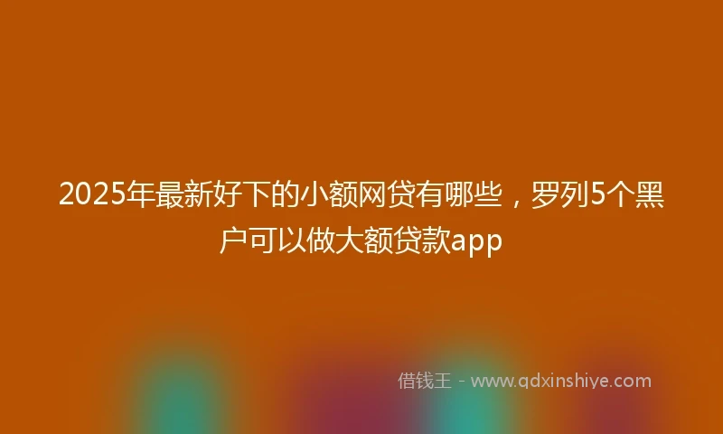 2025年最新好下的小额网贷有哪些，罗列5个黑户可以做大额贷款app