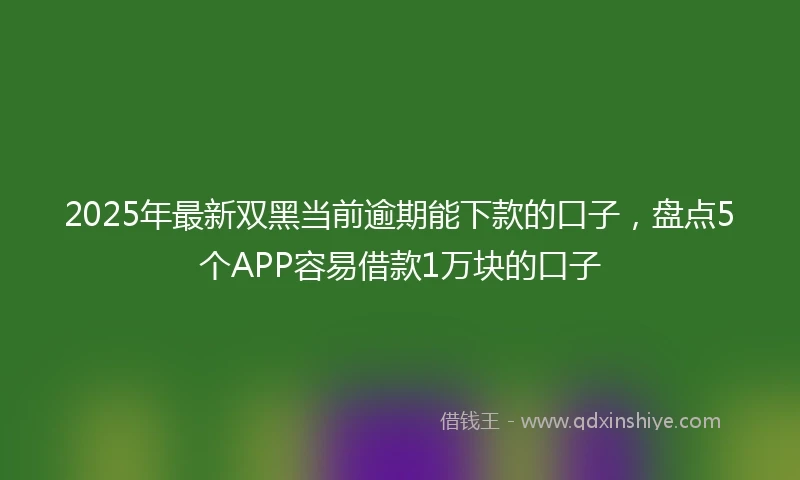 2025年最新双黑当前逾期能下款的口子，盘点5个APP容易借款1万块的口子