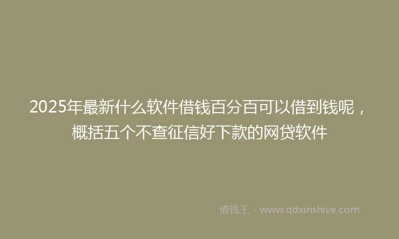 2025年最新什么软件借钱百分百可以借到钱呢，概括五个不查征信好下款的网贷软件