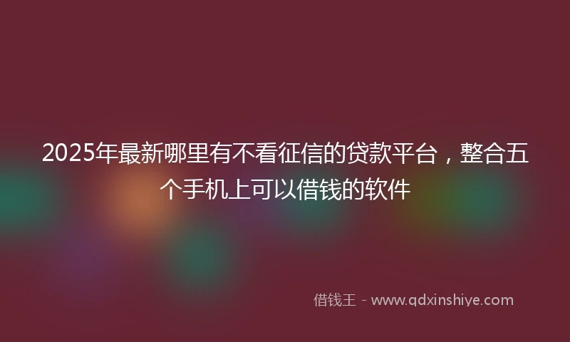 2025年最新哪里有不看征信的贷款平台，整合五个手机上可以借钱的软件