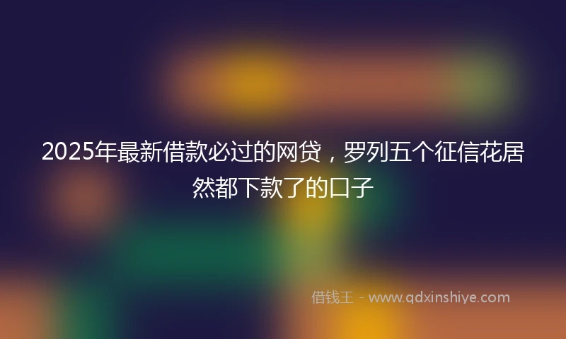 2025年最新借款必过的网贷，罗列五个征信花居然都下款了的口子