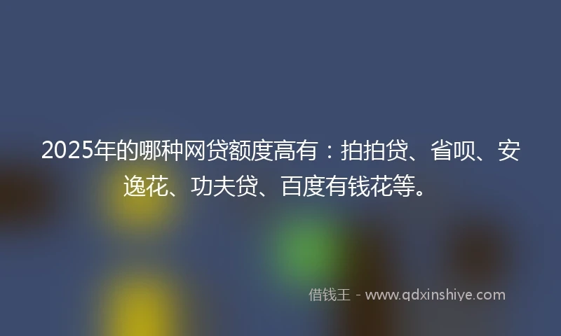 2025年的哪种网贷额度高有：拍拍贷、省呗、安逸花、功夫贷、百度有钱花等。