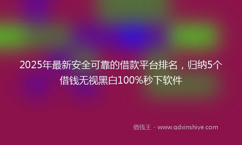 2025年最新安全可靠的借款平台排名,归纳5个借钱无视黑白100%秒下软件