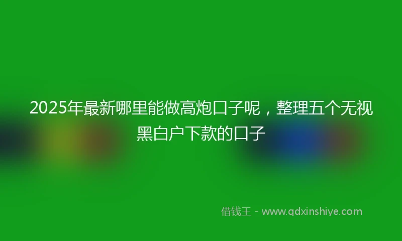 2025年最新哪里能做高炮口子呢，整理五个无视黑白户下款的口子