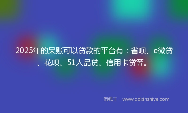 2025年的呆账可以贷款的平台有：省呗、e微贷、花呗、51人品贷、信用卡贷等。