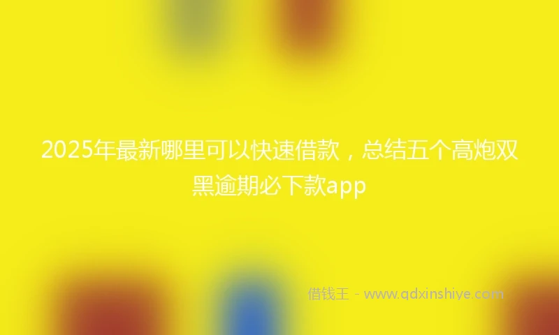 2025年最新哪里可以快速借款，总结五个高炮双黑逾期必下款app