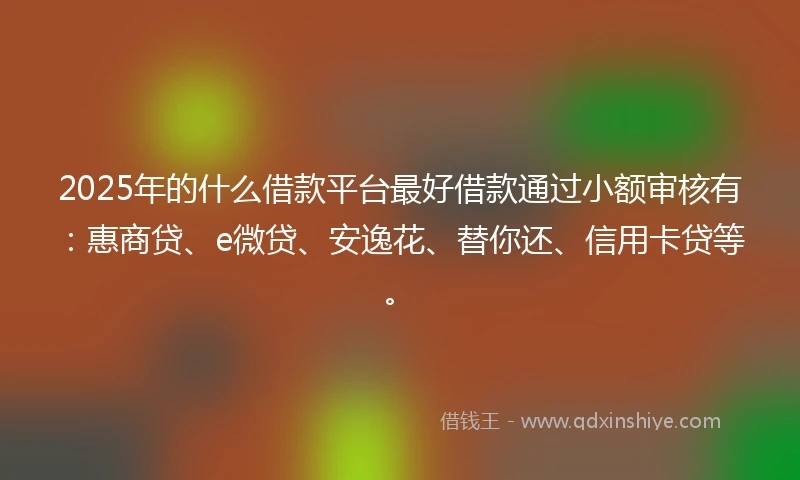 2025年的什么借款平台最好借款通过小额审核有：惠商贷、e微贷、安逸花、替你还、信用卡贷等。