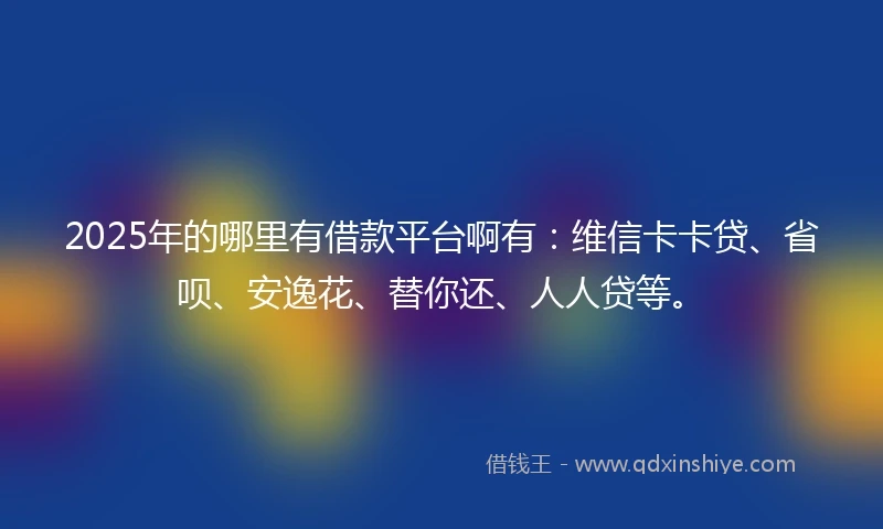 2025年的哪里有借款平台啊有：维信卡卡贷、省呗、安逸花、替你还、人人贷等。