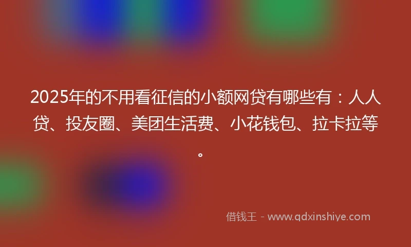 2025年的不用看征信的小额网贷有哪些有：人人贷、投友圈、美团生活费、小花钱包、拉卡拉等。