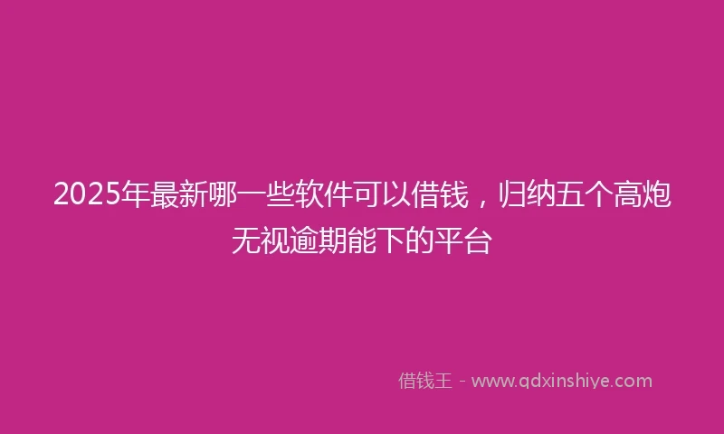 2025年最新哪一些软件可以借钱，归纳五个高炮无视逾期能下的平台