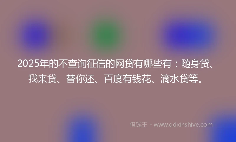 2025年的不查询征信的网贷有哪些有：随身贷、我来贷、替你还、百度有钱花、滴水贷等。