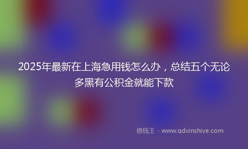 2025年最新在上海急用钱怎么办，总结五个无论多黑有公积金就能下款