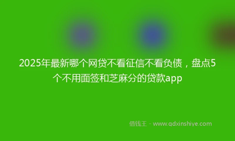 2025年最新哪个网贷不看征信不看负债，盘点5个不用面签和芝麻分的贷款app