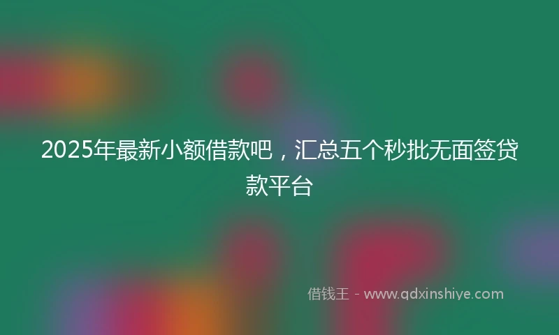 2025年最新小额借款吧，汇总五个秒批无面签贷款平台