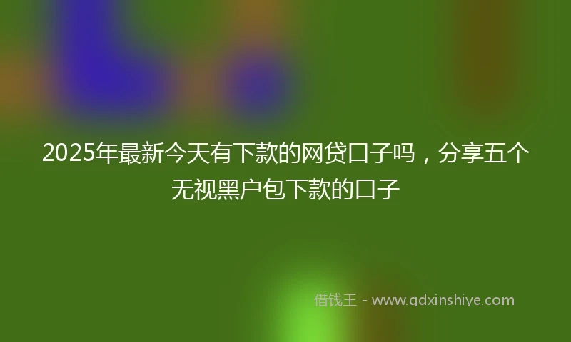 2025年最新今天有下款的网贷口子吗，分享五个无视黑户包下款的口子