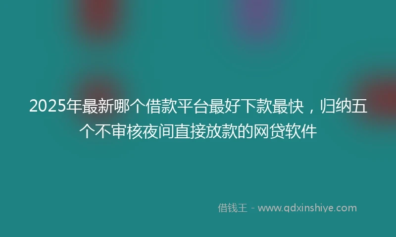 2025年最新哪个借款平台最好下款最快，归纳五个不审核夜间直接放款的网贷软件