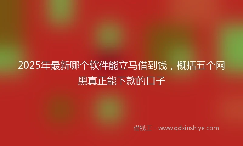 2025年最新哪个软件能立马借到钱，概括五个网黑真正能下款的口子