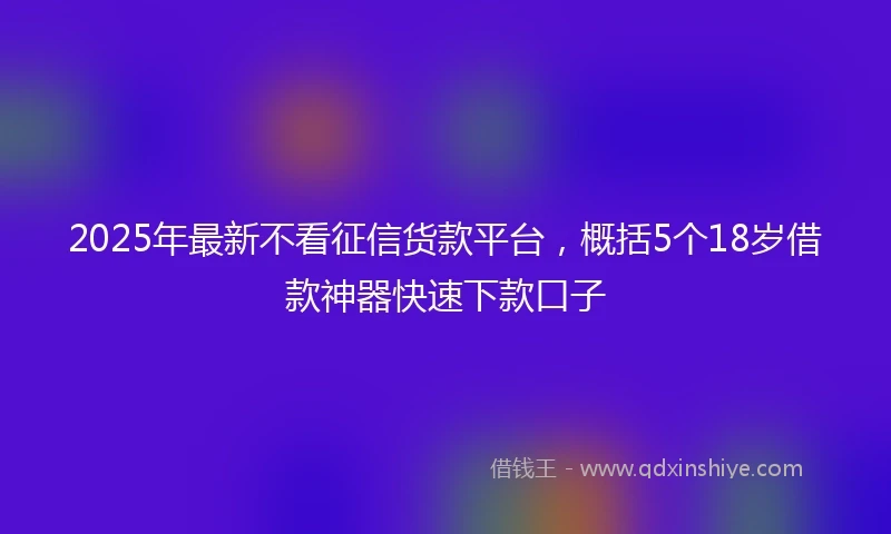 2025年最新不看征信货款平台，概括5个18岁借款神器快速下款口子