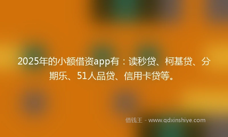 2025年的小额借资app有：读秒贷、柯基贷、分期乐、51人品贷、信用卡贷等。