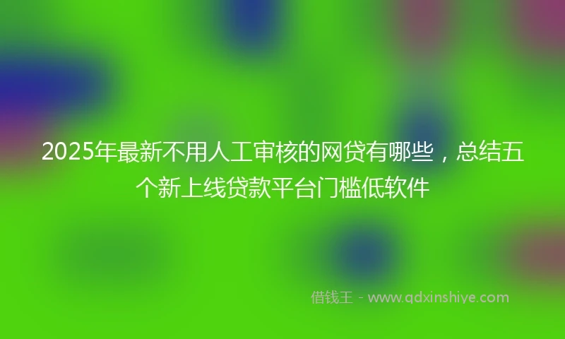 2025年最新不用人工审核的网贷有哪些，总结五个新上线贷款平台门槛低软件