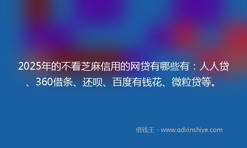 2025年的不看芝麻信用的网贷有哪些有：人人贷、360借条、还呗、百度有钱花、微粒贷等。