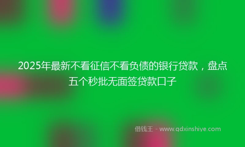 2025年最新不看征信不看负债的银行贷款，盘点五个秒批无面签贷款口子