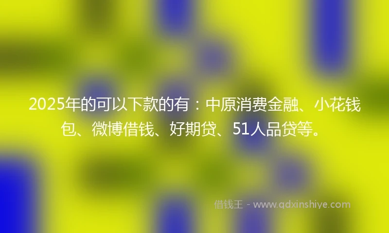 2025年的可以下款的有：中原消费金融、小花钱包、微博借钱、好期贷、51人品贷等。