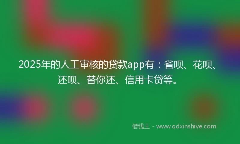 2025年的人工审核的贷款app有：省呗、花呗、还呗、替你还、信用卡贷等。