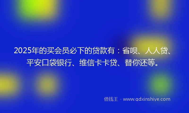 2025年的买会员必下的贷款有：省呗、人人贷、平安口袋银行、维信卡卡贷、替你还等。