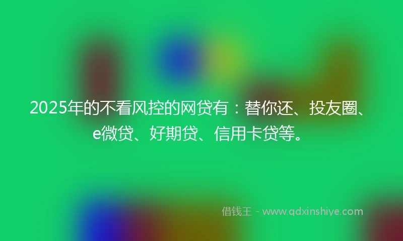 2025年的不看风控的网贷有：替你还、投友圈、e微贷、好期贷、信用卡贷等。