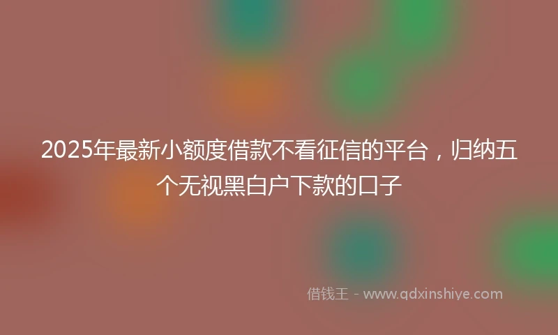 2025年最新小额度借款不看征信的平台，归纳五个无视黑白户下款的口子