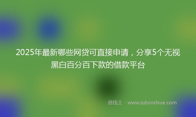 2025年最新哪些网贷可直接申请，分享5个无视黑白百分百下款的借款平台