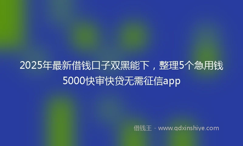 2025年最新借钱口子双黑能下，整理5个急用钱5000快审快贷无需征信app