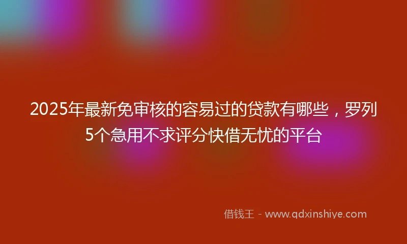 2025年最新免审核的容易过的贷款有哪些，罗列5个急用不求评分快借无忧的平台