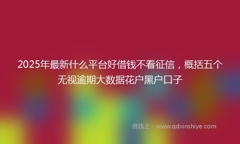 2025年最新什么平台好借钱不看征信，概括五个无视逾期大数据花户黑户口子