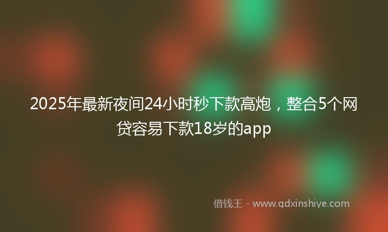 2025年最新夜间24小时秒下款高炮，整合5个网贷容易下款18岁的app