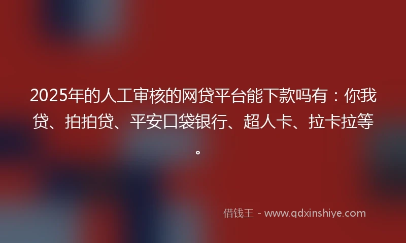 2025年的人工审核的网贷平台能下款吗有：你我贷、拍拍贷、平安口袋银行、超人卡、拉卡拉等。