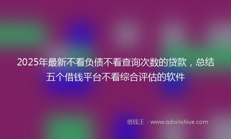 2025年最新不看负债不看查询次数的贷款，总结五个借钱平台不看综合评估的软件