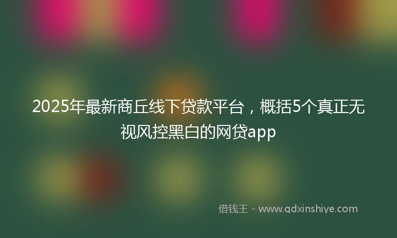 2025年最新商丘线下贷款平台，概括5个真正无视风控黑白的网贷app