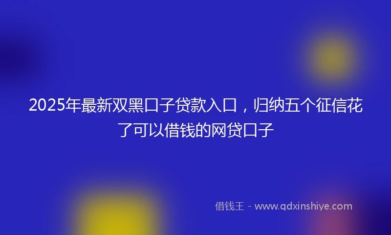 2025年最新双黑口子贷款入口，归纳五个征信花了可以借钱的网贷口子