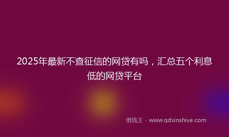 2025年最新不查征信的网贷有吗，汇总五个利息低的网贷平台