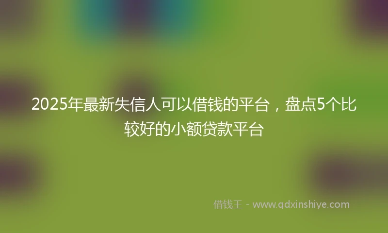 2025年最新失信人可以借钱的平台，盘点5个比较好的小额贷款平台