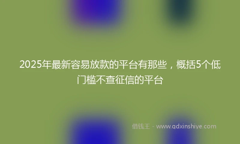 2025年最新容易放款的平台有那些，概括5个低门槛不查征信的平台
