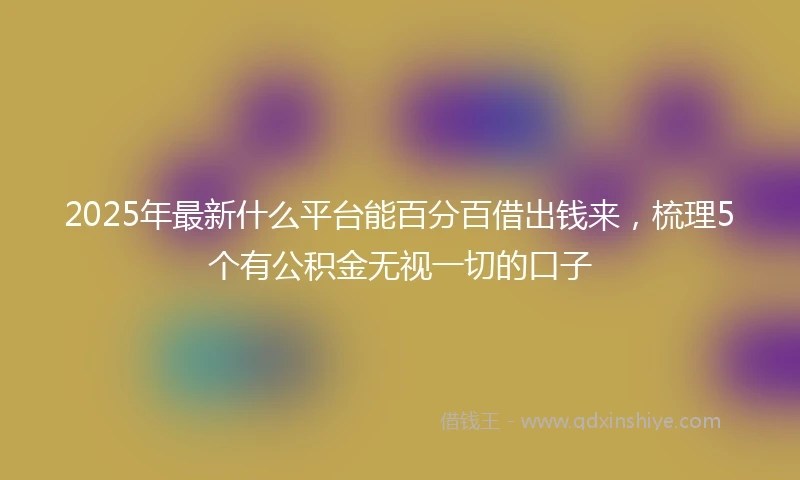 2025年最新什么平台能百分百借出钱来，梳理5个有公积金无视一切的口子