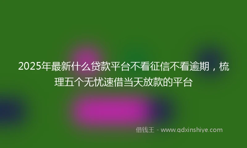2025年最新什么贷款平台不看征信不看逾期，梳理五个无忧速借当天放款的平台