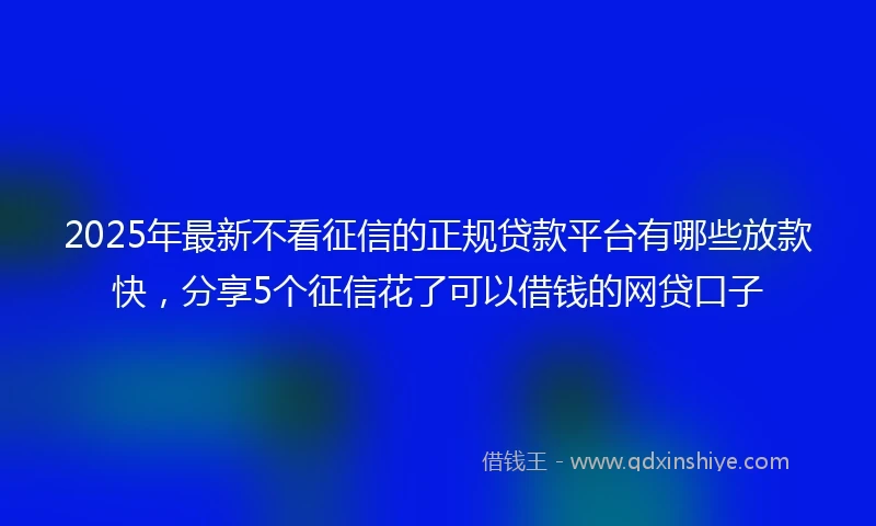 2025年最新不看征信的正规贷款平台有哪些放款快，分享5个征信花了可以借钱的网贷口子