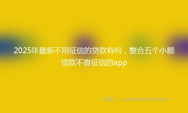 2025年最新不用征信的贷款有吗，整合五个小额贷款不查征信的app