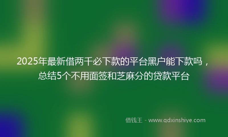 2025年最新借两千必下款的平台黑户能下款吗，总结5个不用面签和芝麻分的贷款平台