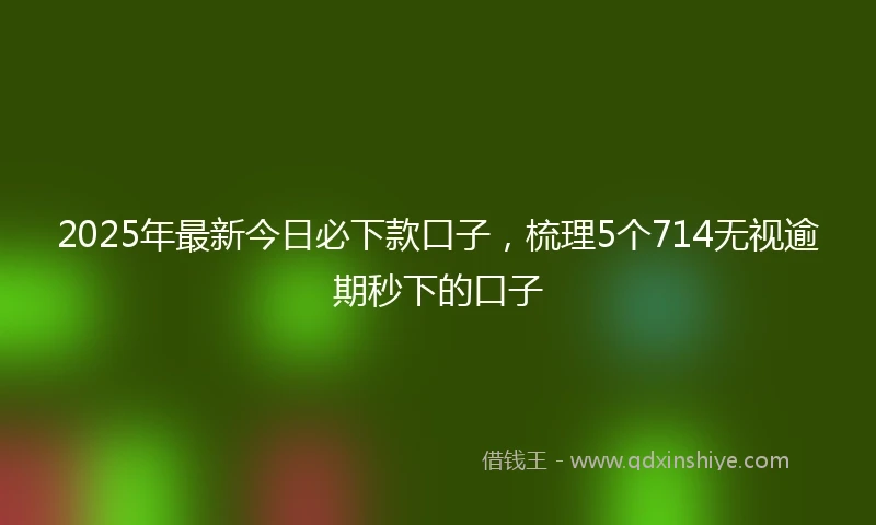 2025年最新今日必下款口子，梳理5个714无视逾期秒下的口子